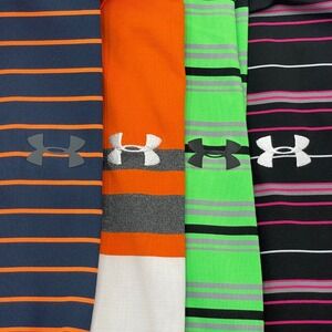 Lot of 4 Under Armour Mens Striped Golf Polo Shirt Short Sleeve Athletic Size XL